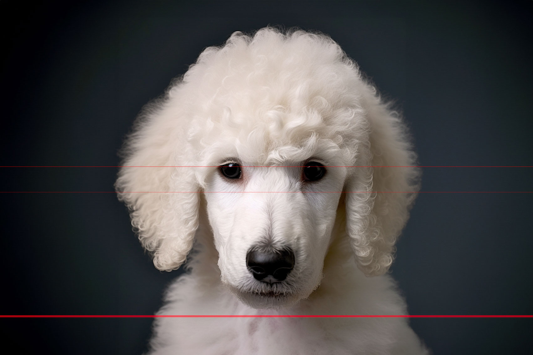 Standard White Poodle Puppy Portrait